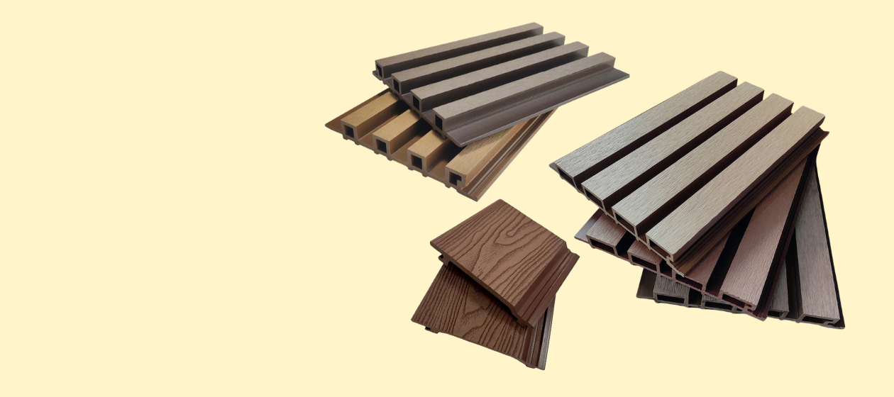 WPC composite wall cladding panel with wood-textured surface finish