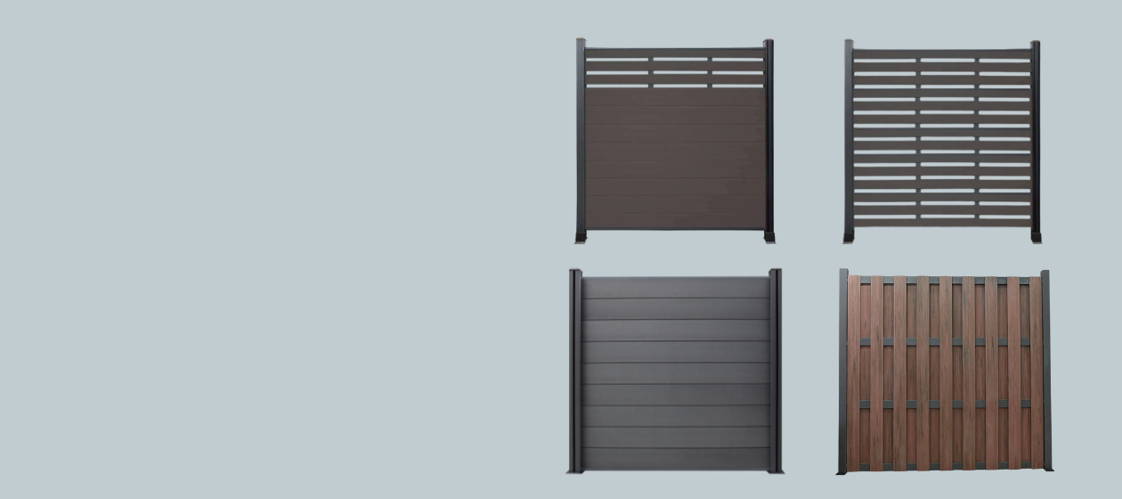 WPC composite fencing panel board with wood-grain finish for outdoor privacy and slat fencing